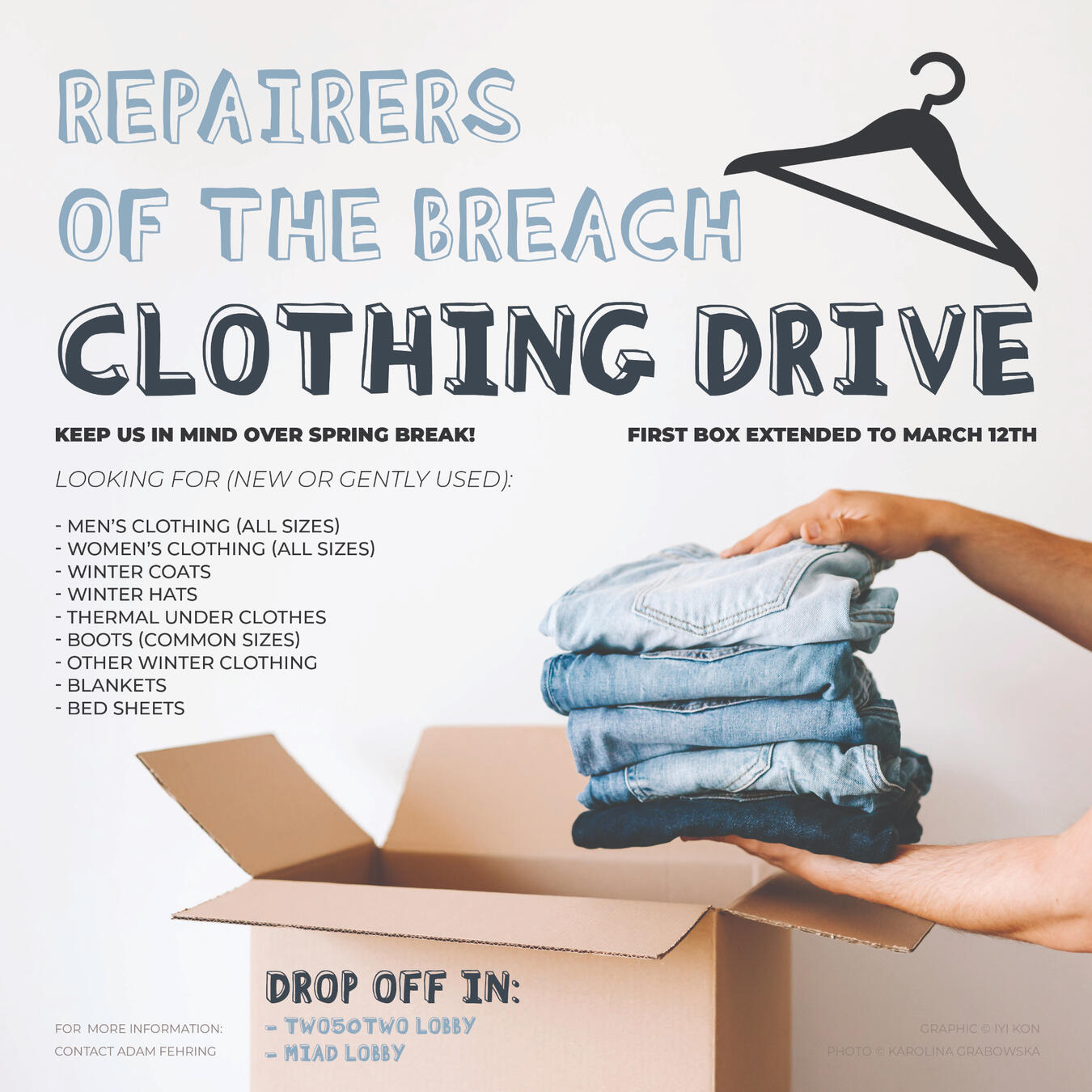 Instagram Poster for MIAD's Clothing Drive